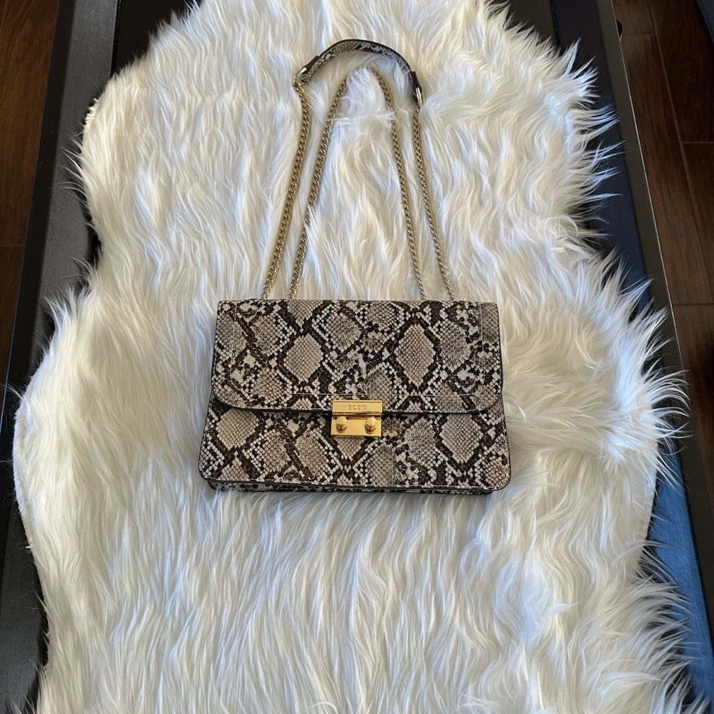 BCBG Elegant Snake Print Shoulder Bag or can be made into crossbody purse